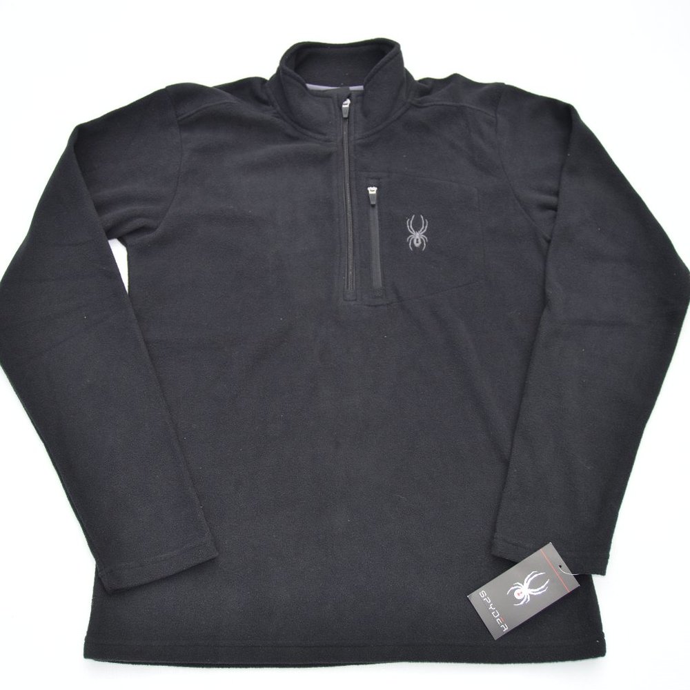 Spyder Transport Quarter-Zip Fleece Pullover Color Black Size M (New).